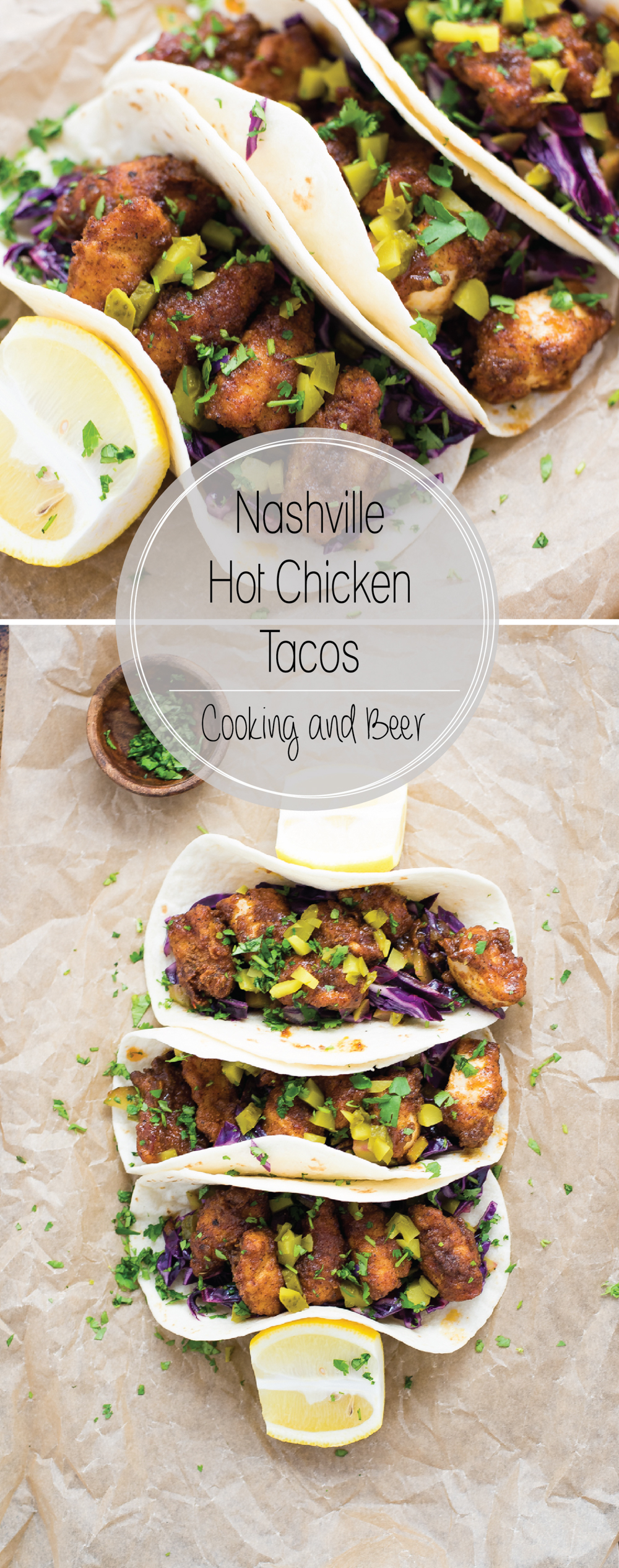 Nashville Hot Chicken Tacos with Dill Pickle Slaw are a fun twist on traditional Nashville Hot Chicken: a spicy, fried chicken dish!