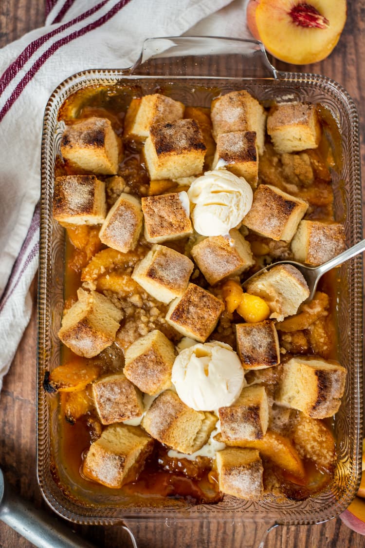Peach Cobbler with Homemade Buttermilk Biscuits