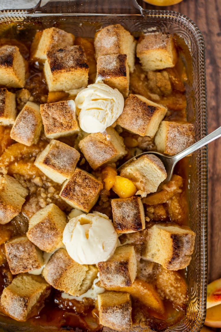 Peach Cobbler with Homemade Buttermilk Biscuits