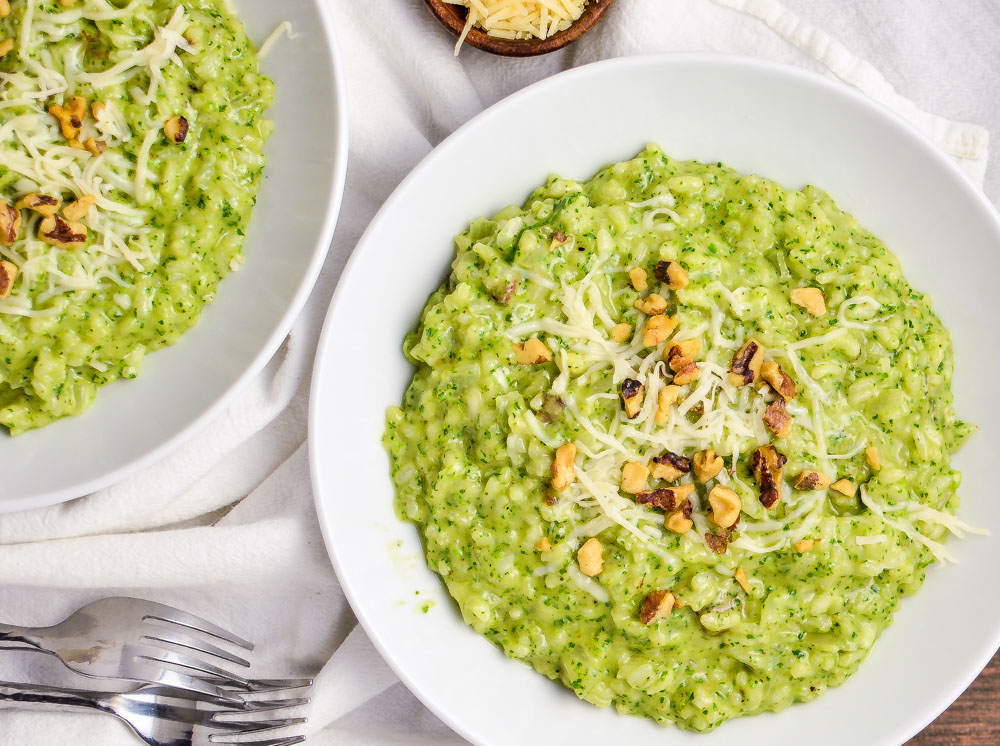 Risotto with Kale Pesto and Bacon is an example of a much simpler way to make risotto with a ton of flavor!