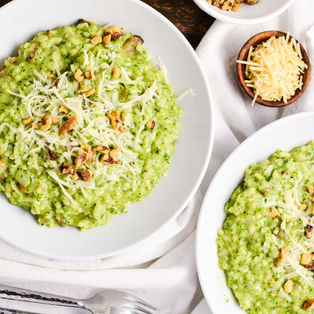 Risotto with Kale Pesto and Bacon is an example of a much simpler way to make risotto with a ton of flavor!