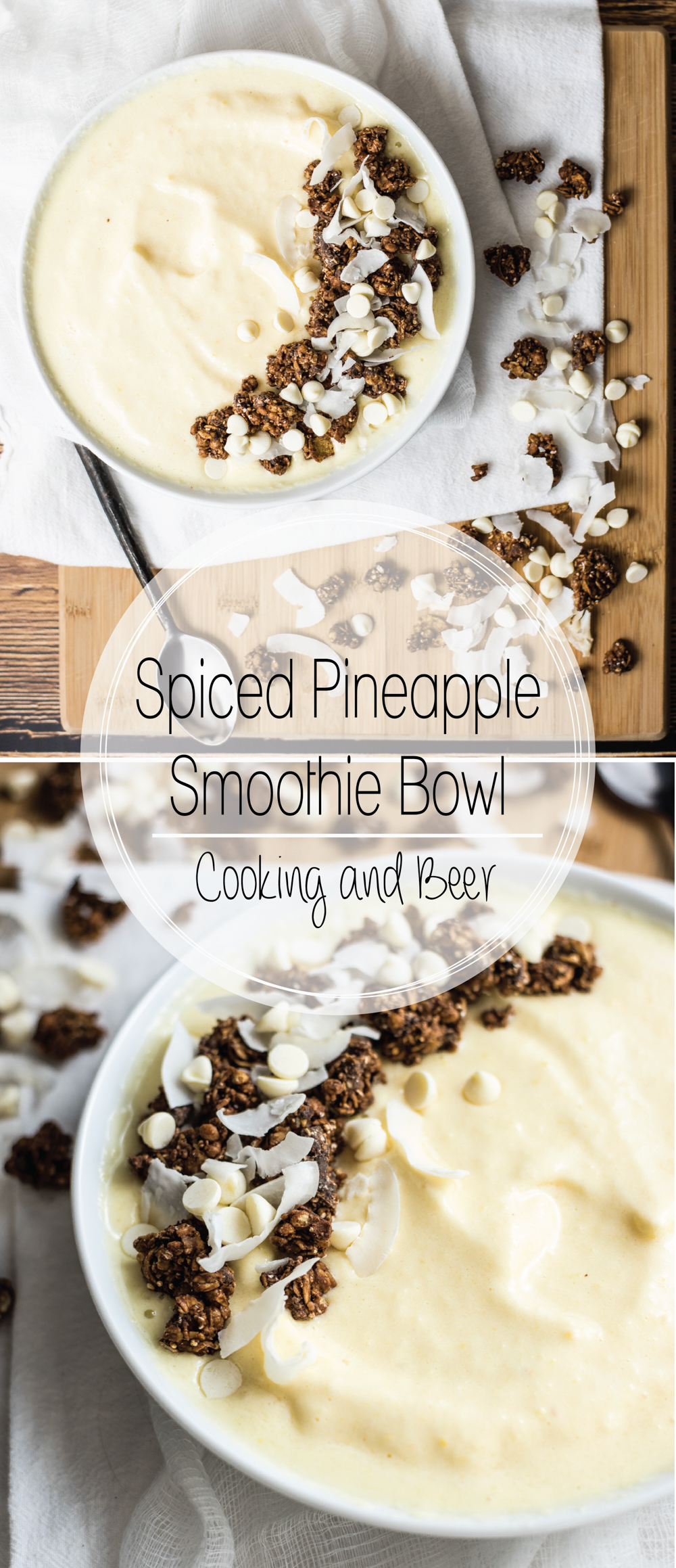 Take the spices from your most common fall desserts and mash them with sweet pineapple, and you have this spiced pineapple smoothie bowl: the perfect way to start your day!