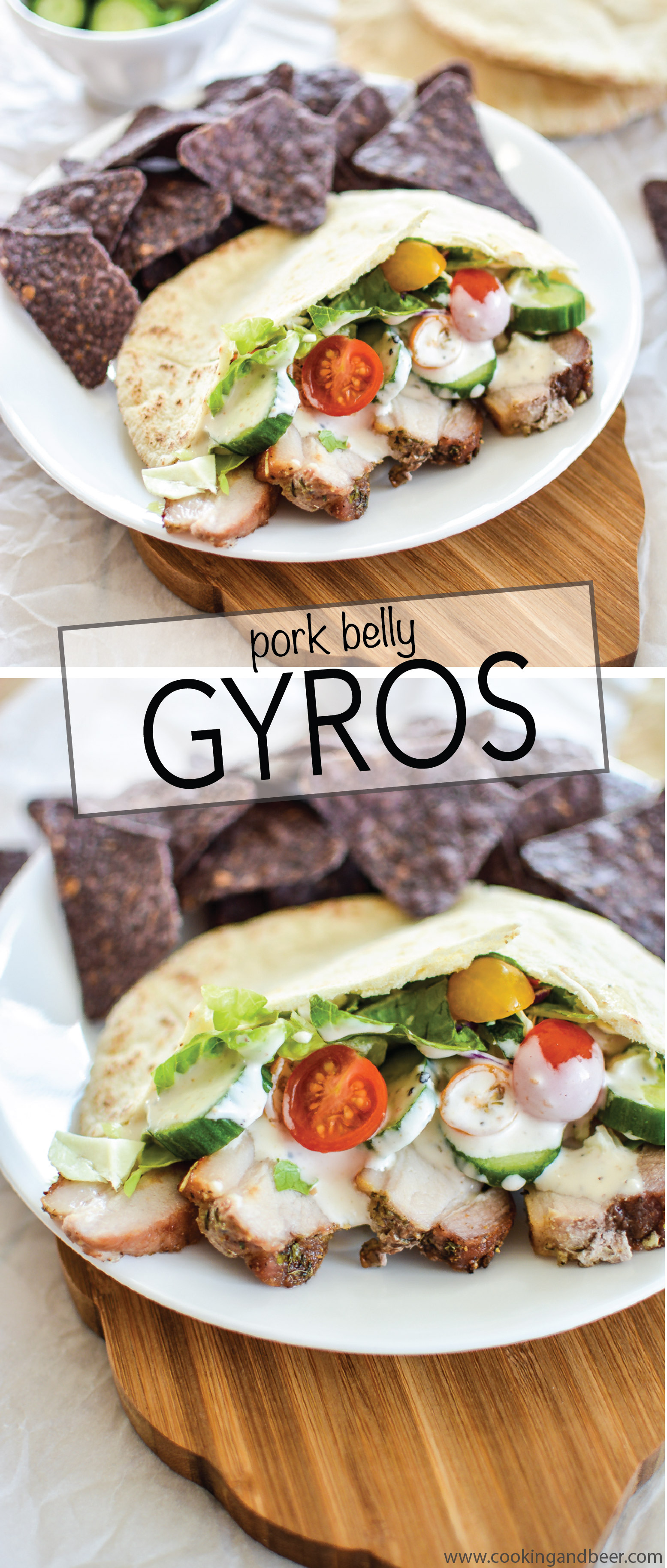 Pork Belly Gyros: a fun spin on a classic dish, using pork belly instead of lamb! | www.cookingandbeer.com