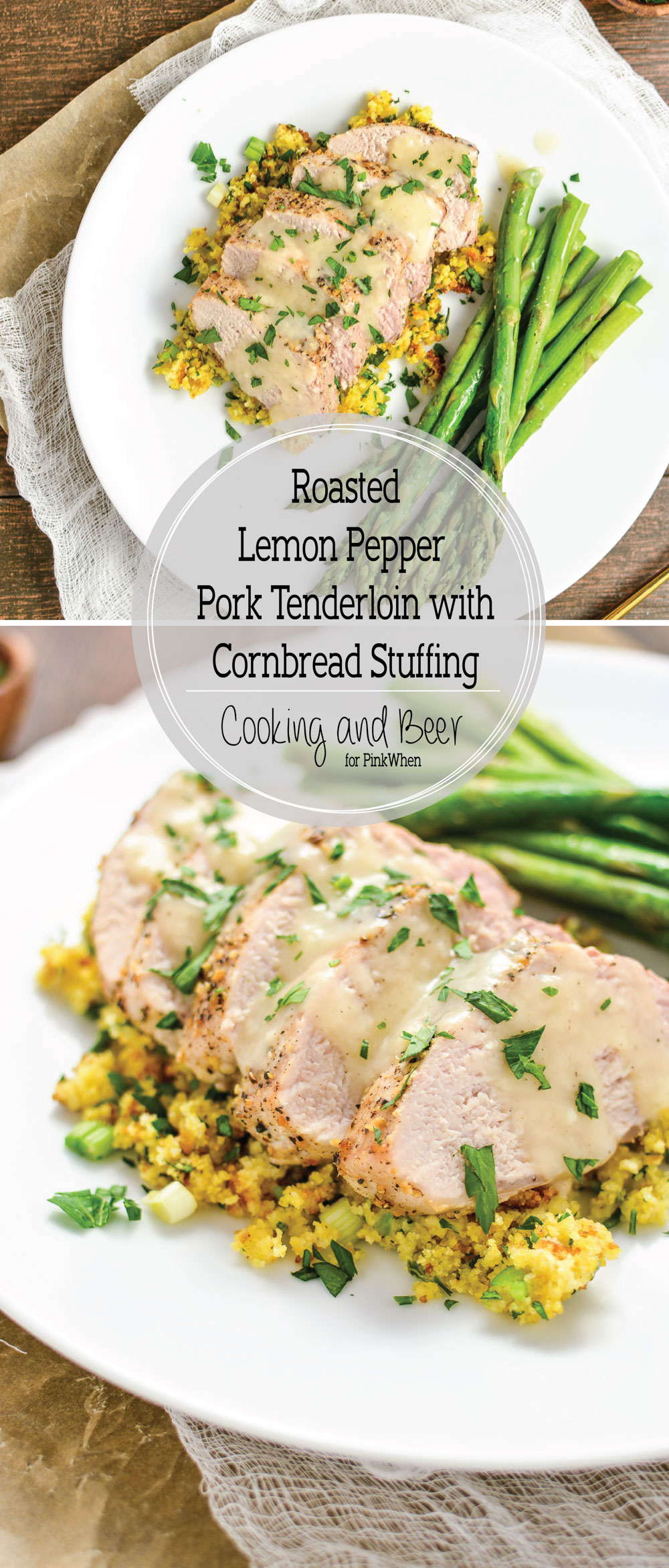 Roasted Lemon Pepper Pork Tenderloin with Cornbread Stuffing is the perfect weeknight dinner recipe that's packed with flavor!