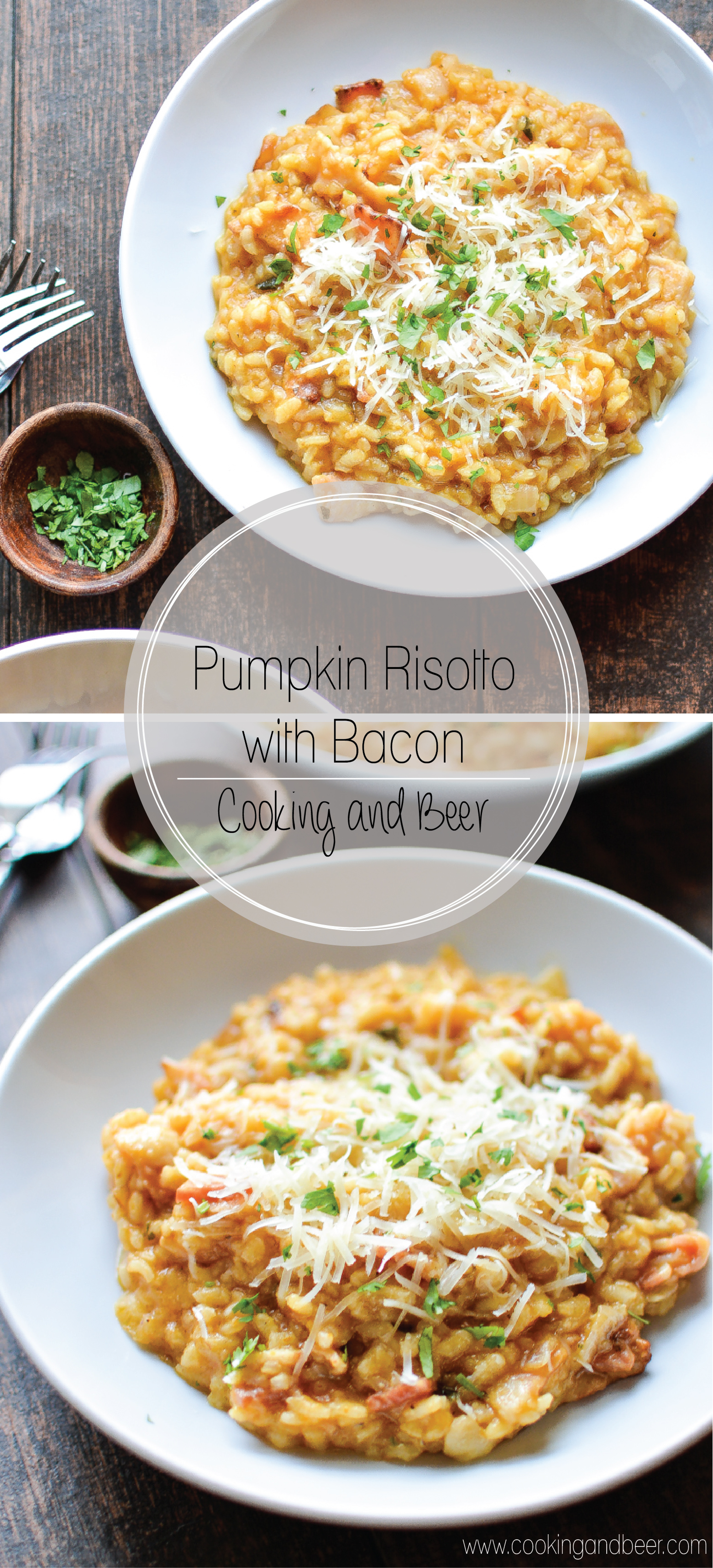 Pumpkin Risotto with Bacon: a fall twist on a classic recipe that's quick and delicious!