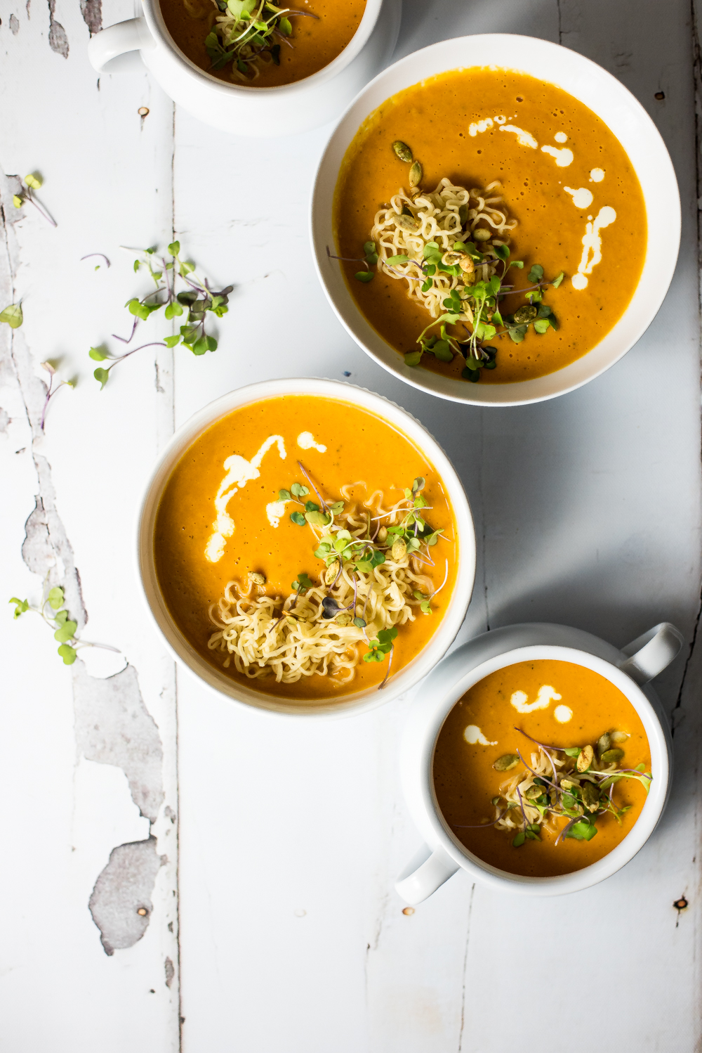 Ramen noodle butternut squash tomato soup is the perfect comforting fall soup. Is exploding with flavor and will warm you right up!