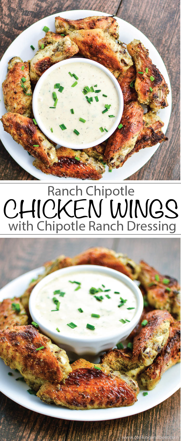 Chipotle Ranch Chicken Wings with Chipotle Ranch Dressing #superbowl #gameday | www.cookingandbeer.com