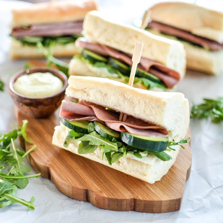 Lunch is served with these Roast Crimson meat Sandwiches with Horseradish Mustard! | www.cookingandbeer.com  Roast Crimson meat Sandwiches with Horseradish Mustard roastbeefsammies4