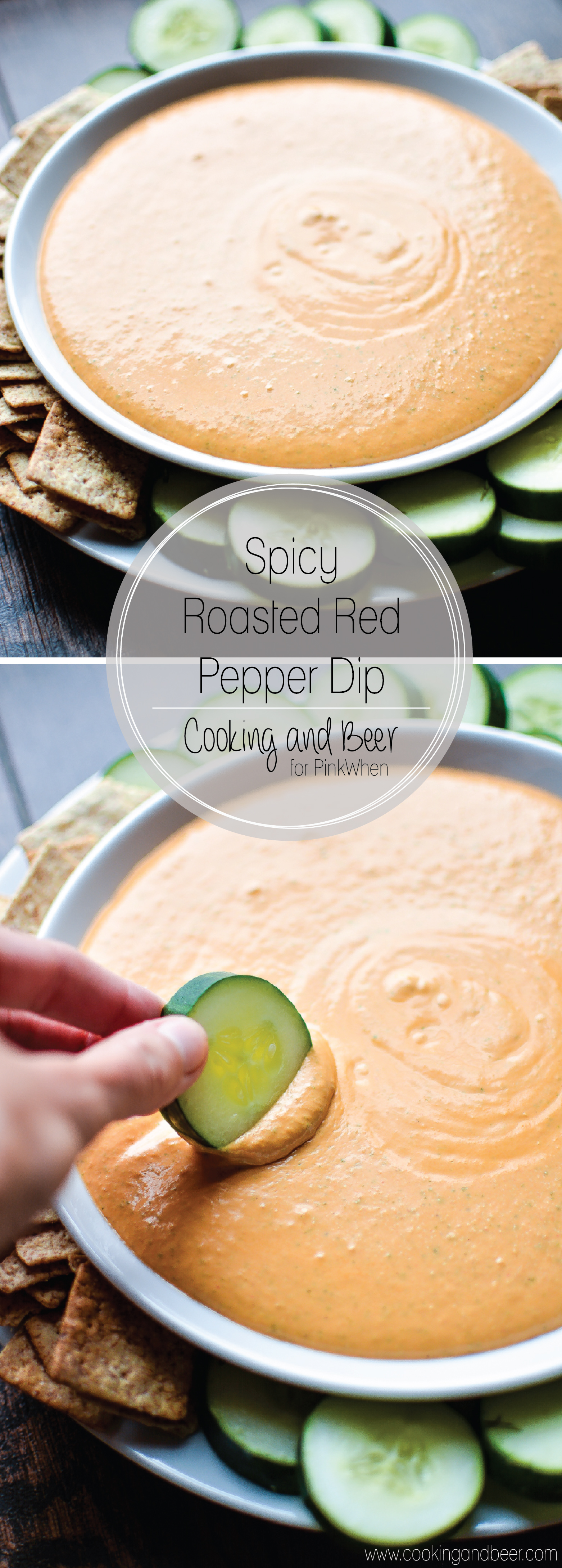 Spicy Roasted Red Pepper Dip: a quick, refreshing and delicious appetizer recipe that's perfect for your next gameday party!