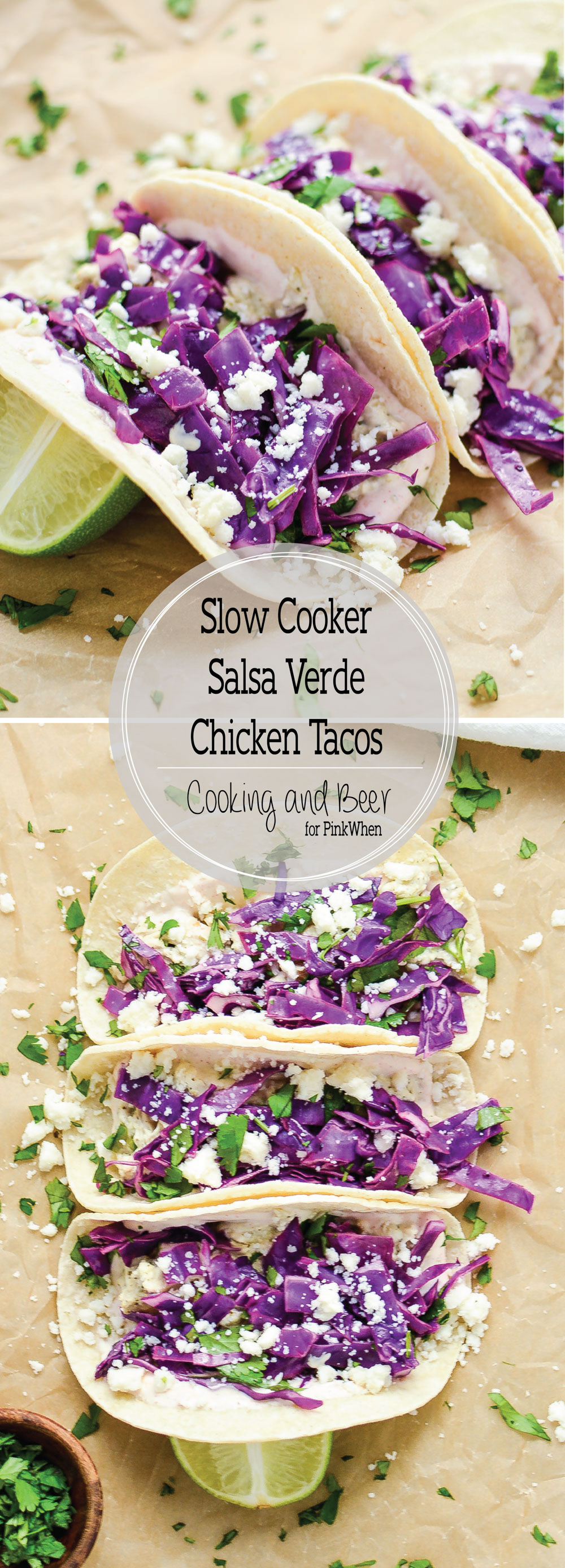 Slow Cooker Salsa Verde Chicken Tacos are a family-friendly weeknight meal that packs a ton of flavor and texture!