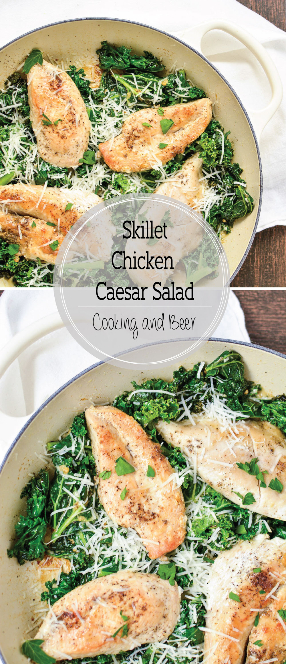 Skillet Chicken Caesar Salad is a fun twist on a classic recipe that's flavorful and full of texture!