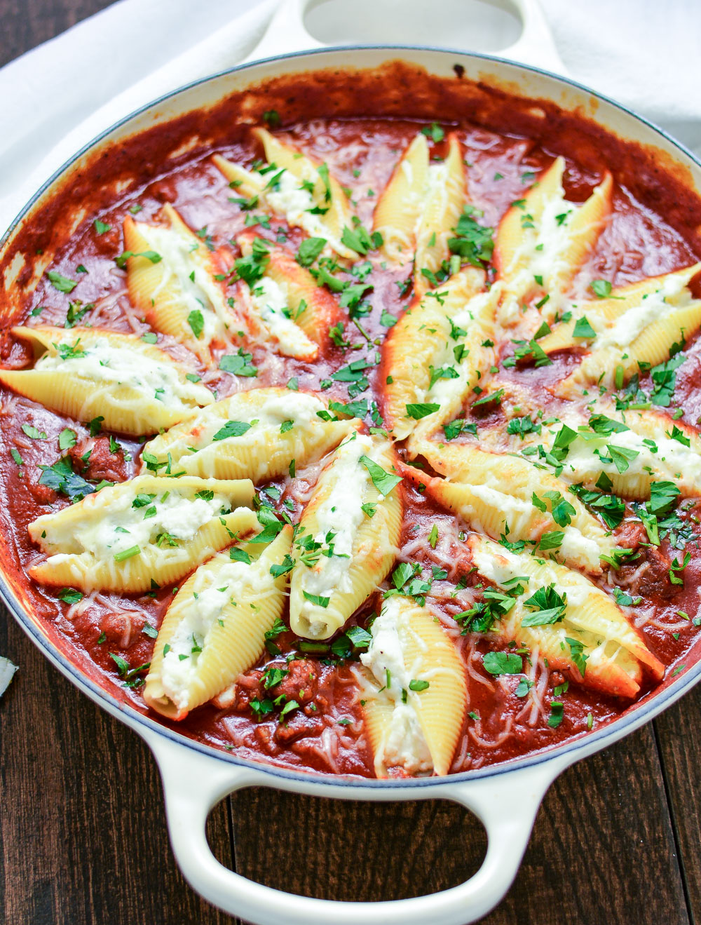Skillet Stuffed Shells are a simple and delicious weeknight dinner recipe!