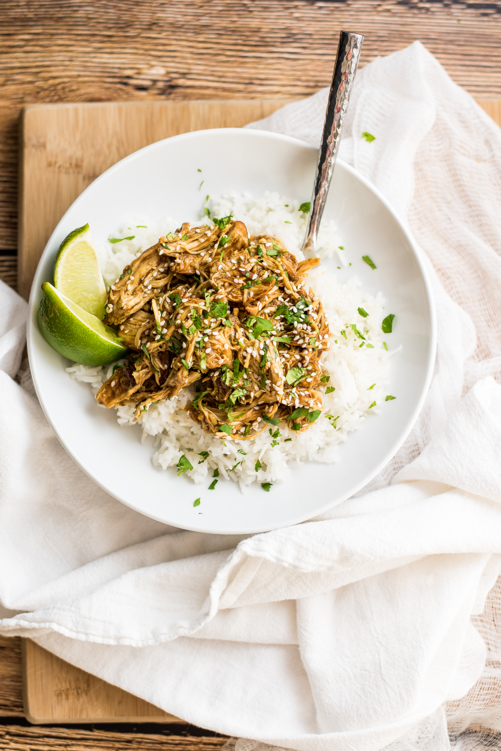 Slow cooker chicken teriyaki is a super flavorful and delicious weeknight dinner recipe. It's perfect served on a bed of rice or a taco shell!
