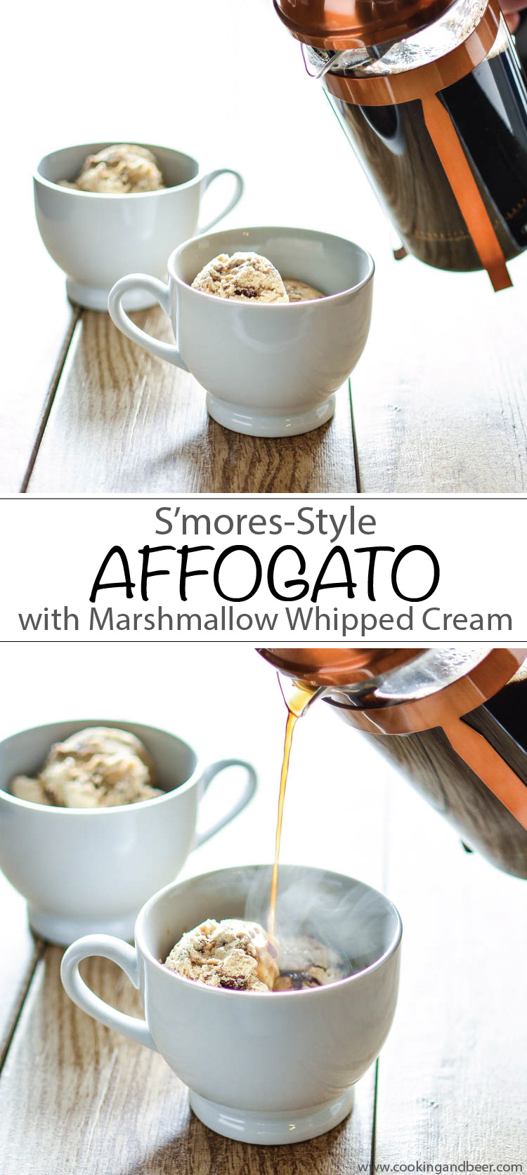 S'mores Affogato with Marshmallow Whipped Cream | www.cookingandbeer.com