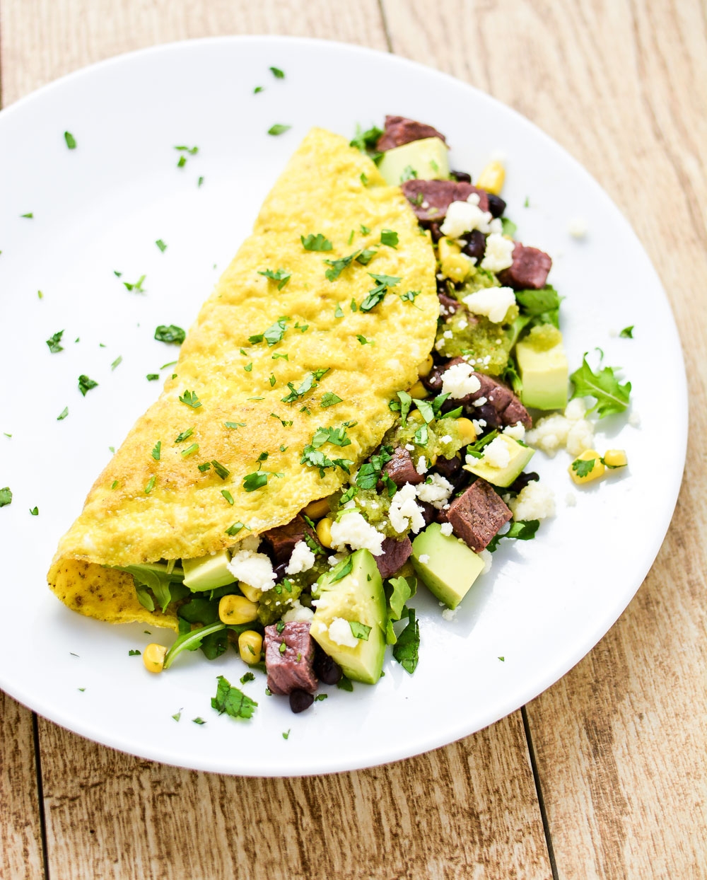 Southwestern Omelet with Quick Salsa Verde is a quick and delicious breakfast or dinner recipe!