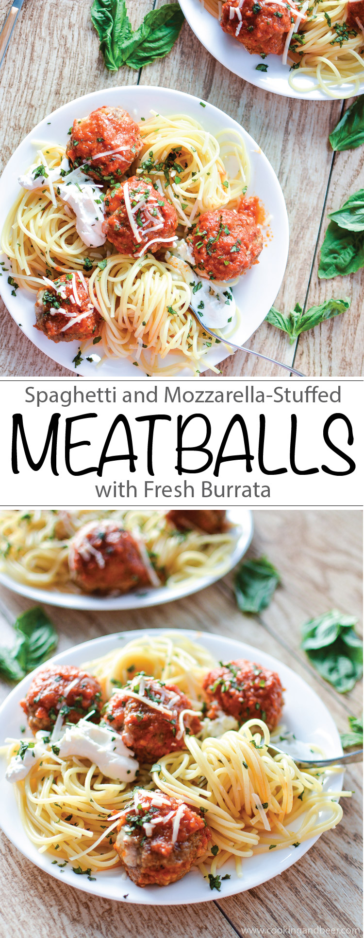Spaghetti and Mozzarella-Stuffed Meatballs | www.cookingandbeer.com