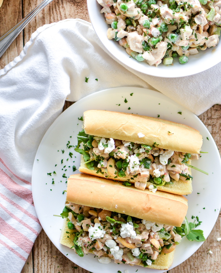 Spring Chicken Salad Sandwiches with Lentils and Spicy Honey Mayo are a fun twist on your traditional chicken salad sandwich and are perfect for lunch or dinner! | www.cookingandbeer.com