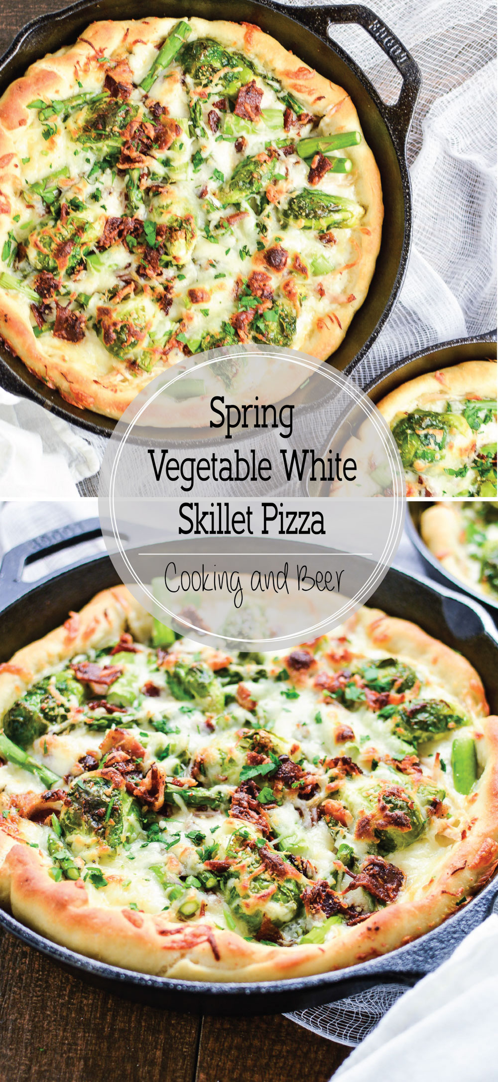 Spring Vegetable White Skillet Pizza is the perfect Friday night dinner recipe highlighting fresh spring flavors!