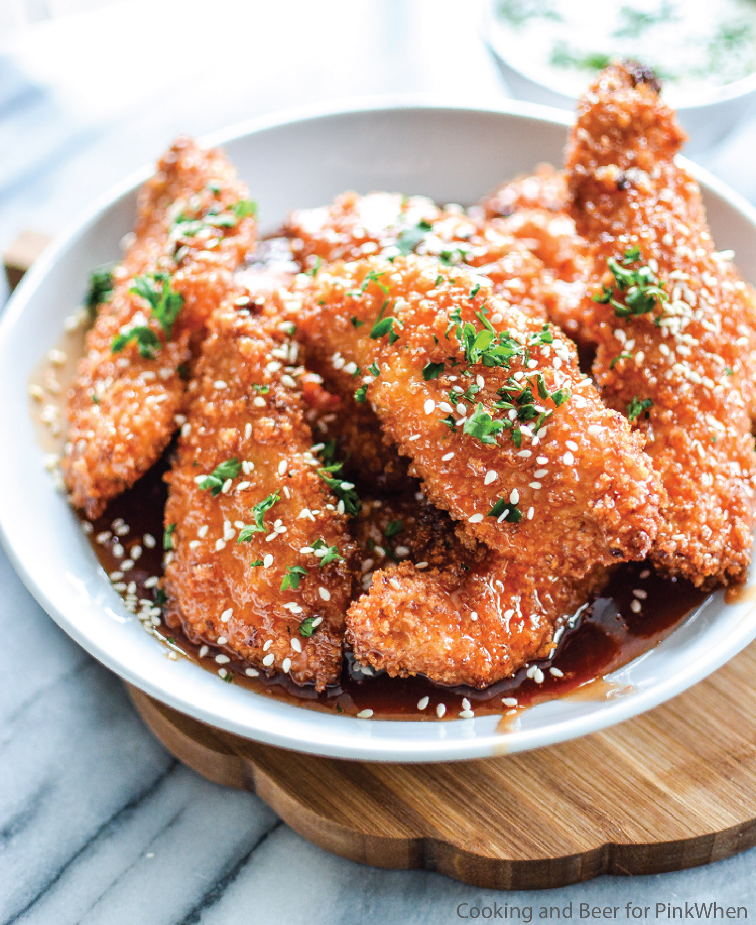 Sweet and Sticky Chicken Strips are a simple, quick and delicious dinner or lunch recipe! | www.cookingandbeer.com