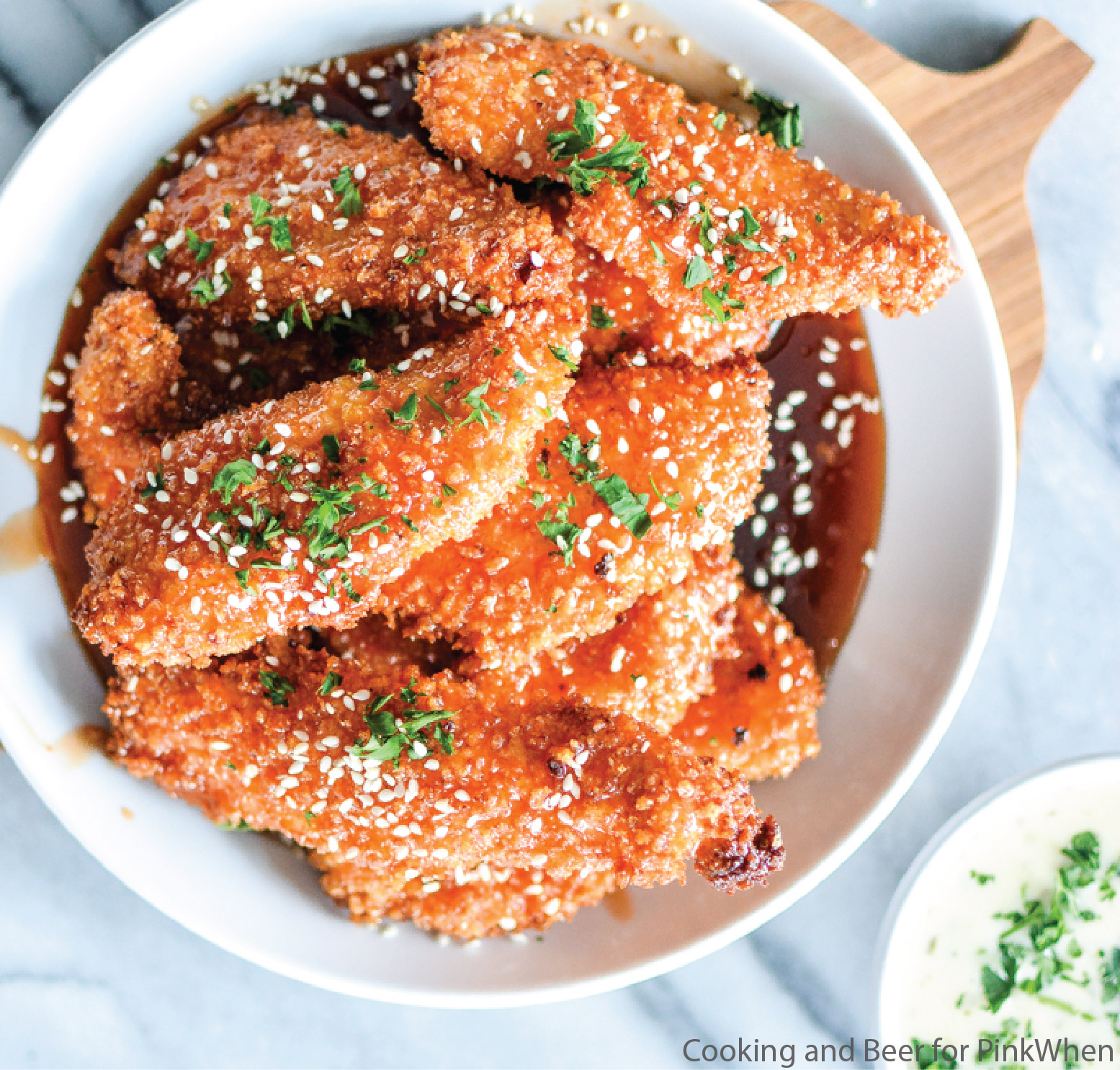 Sweet and Sticky Chicken Strips are a simple, quick and delicious dinner or lunch recipe! | www.cookingandbeer.com