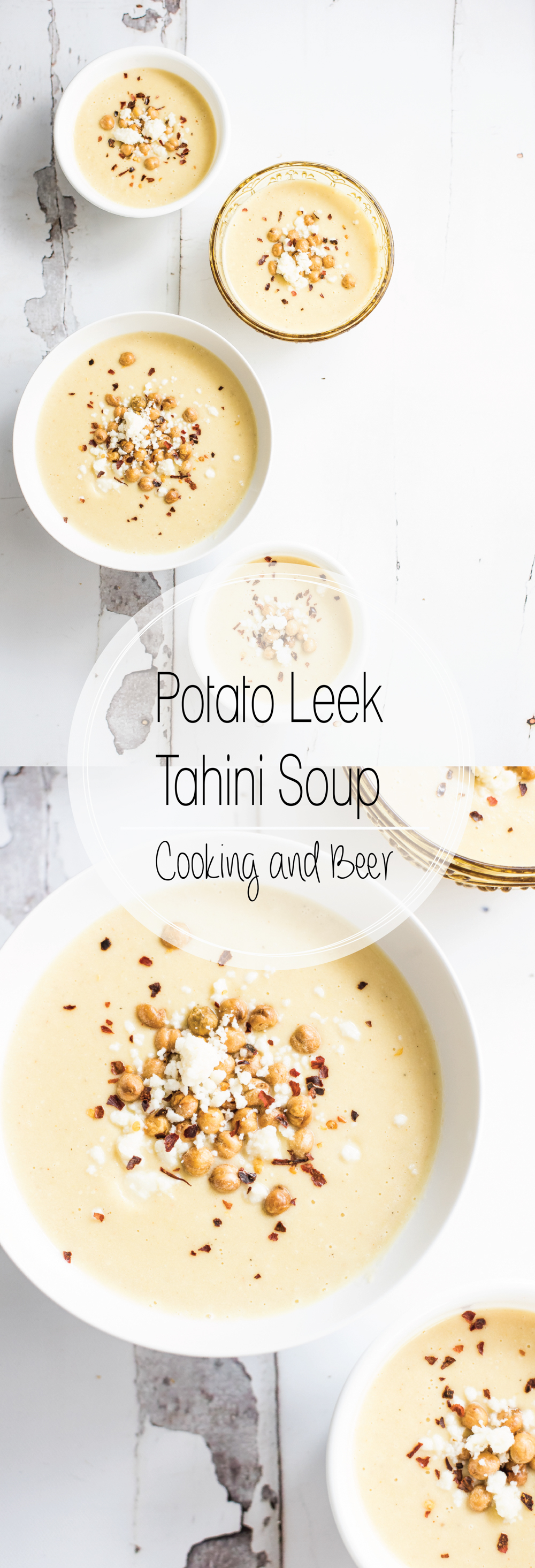 Potato leek tahini soup is a comforting way to spend your winter dinners. It is like potato leek soup and hummus soup came together in one delicious bowl!