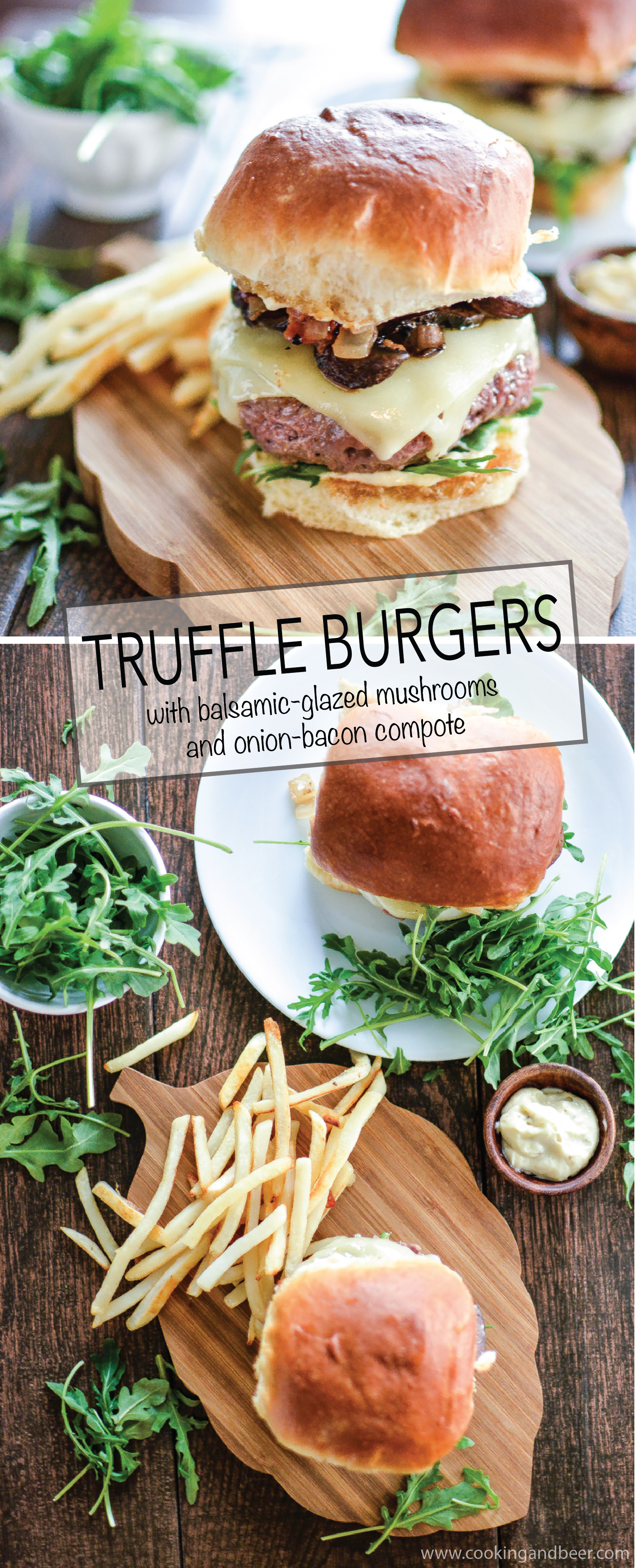 Truffle Burgers with Balsamic-Glazed Mushrooms and Onion-Bacon Compote: a gourmet twist on a classic that is perfect to grill up this summer! | www.cookingandbeer.com