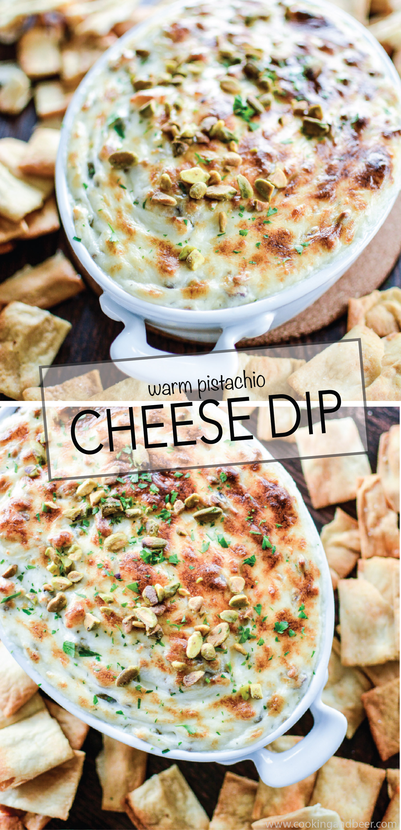 Warm Pistachio Cheese Dip: an addicting and delicious appetizer recipe for your next get together! | www.cookingandbeer.com