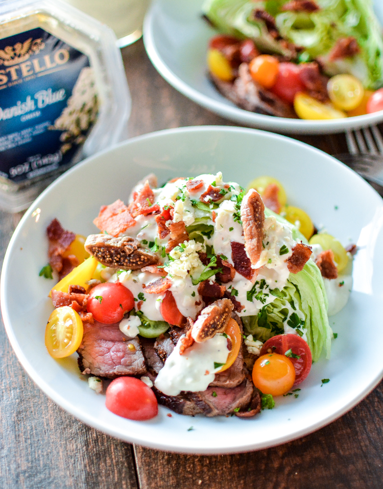 Classic Wedge Salad with Warm Honey Fig Blue Cheese is your go to summer salad recipe to keep things light and refreshing! #BluesdayTuesday | www.cookingandbeer.com