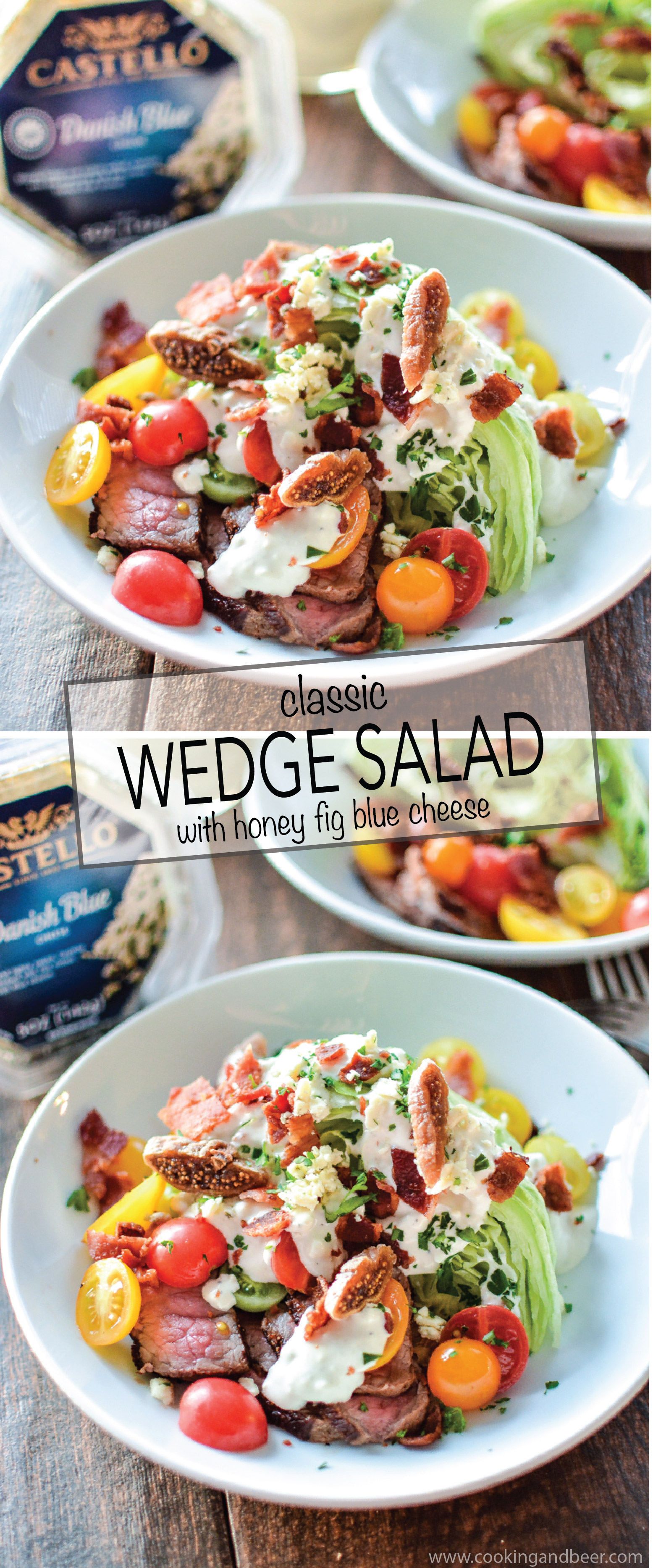 Classic Wedge Salad with Warm Honey Fig Blue Cheese is your go to summer salad recipe to keep things light and refreshing! #BluesdayTuesday | www.cookingandbeer.com