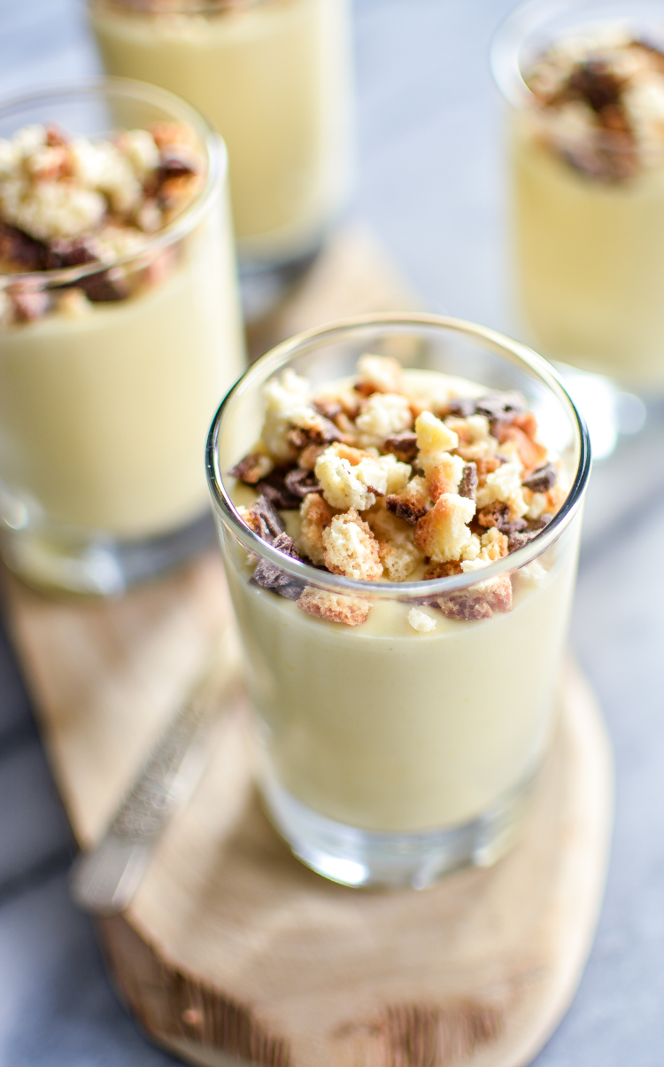 Italian Zabaglione with Biscotti Crumble is a great dessert recipe for a dinner party, as you can make it ahead and it's quick to whip up! | www.cookingandbeer.com