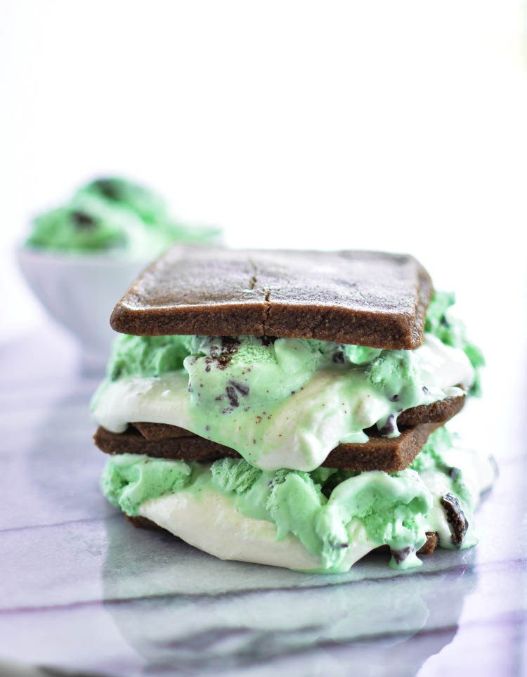 Mint Chocolate Ice Cream Sandwiches with Beer MarshmallowCooking and Beer